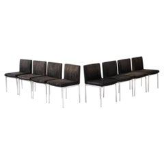 1960 Set di 8 sedie da pranzo di Gordon Bunshaft e Davis Allen con gambe in acciaio inossidabile