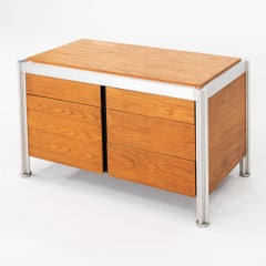 Anni '70: Credenza a 2 scomparti in rovere e alluminio di George Ciancimino per Jens Risom Design