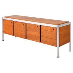 1970s George Ciancimino for Jens Risom Design 4-Position Oak & Aluminum Credenza