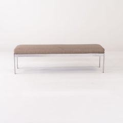 1970s Modernist Chromed Steel and Fabric Three Seat Bench Newly Redone 64"