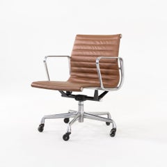 2020s Herman Miller Eames Aluminum Group Management Desk Chair in Brown Leather