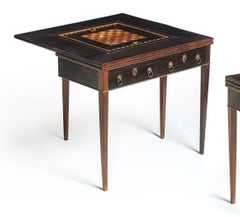 Rare three-table gaming table, Queen Maria I style in Noble Wood, 18th C.