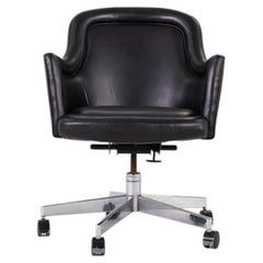 1970s Stow Davis Black Vinyl Swivel Desk Chairs 10x Available