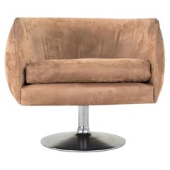 1980s Joe D'Urso for Knoll Swivel Lounge Chair with Chrome Base