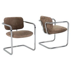 1980s Pair of Charles Pfister for Metropolitan Halston Dining Arm Chairs