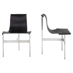 2020s Pair of Gratz TG-10 Sling Dining / Side Chairs Black with Chrome Legs