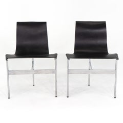 2020s Pair of Gratz TG-10 Sling Dining / Side Chairs Black with Chrome Legs