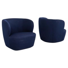 2020s Pair of Space Copenhagen for Gubi Stay Lounge Chairs in Navy Blue
