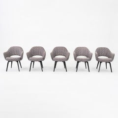 2010s Set of Five Eero Saarinen for Knoll Dining Arm Chairs with Wood Legs