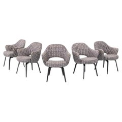 2010s Set of Five Eero Saarinen for Knoll Dining Arm Chairs with Wood Legs