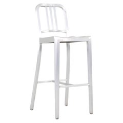 2010s Emeco 1006 Navy Bar Stool in Brushed Aluminum 5x Available