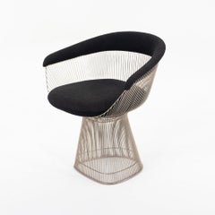 2010s Warren Platner for Knoll Dining Arm Chair in Black Bouclé Fabric