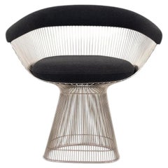 2010s Warren Platner for Knoll Dining Arm Chair in Black Bouclé Fabric