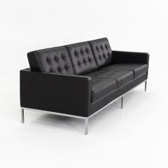 2018 Florence Knoll Three Seat Sofa in Black Leather