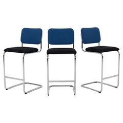2019 Marcel Breuer for Knoll Cesca Bar Stool in Blue and Black Fabric 8x Avail