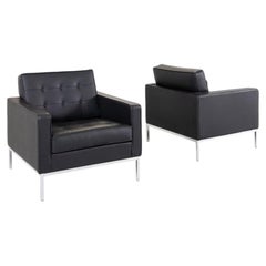2018 Florence Knoll Club Lounge Chair in Black Leather 4x Available