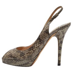 Jimmy Choo Grau Schlangenhaut Leder Peep Toe Pumps Größe 38.5