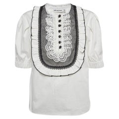 Self-Portrait White Cotton Lace Bib Top M