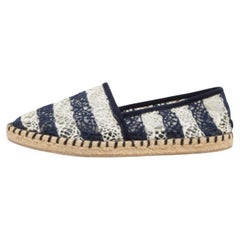 Louis Vuitton Blue/White Crochet Slip On Espadrilles Size 35.5
