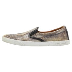 Jimmy Choo Brown/Black Snakeskin Embossed Brooklyn Slip On Sneakers Size 37