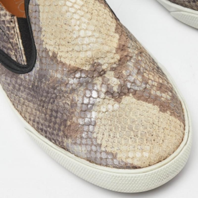 Donna Jimmy Choo - Sneakers Brooklyn Slip On in Pelle di Serpente Marrone/Nero Taglia 37 in vendita