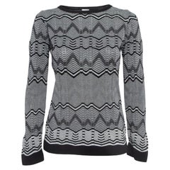 M Missoni Monochrome Chevron Pattern Crew Neck Sweatshirt S