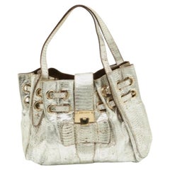 Jimmy Choo Bolso Riki de piel de pitón plateada