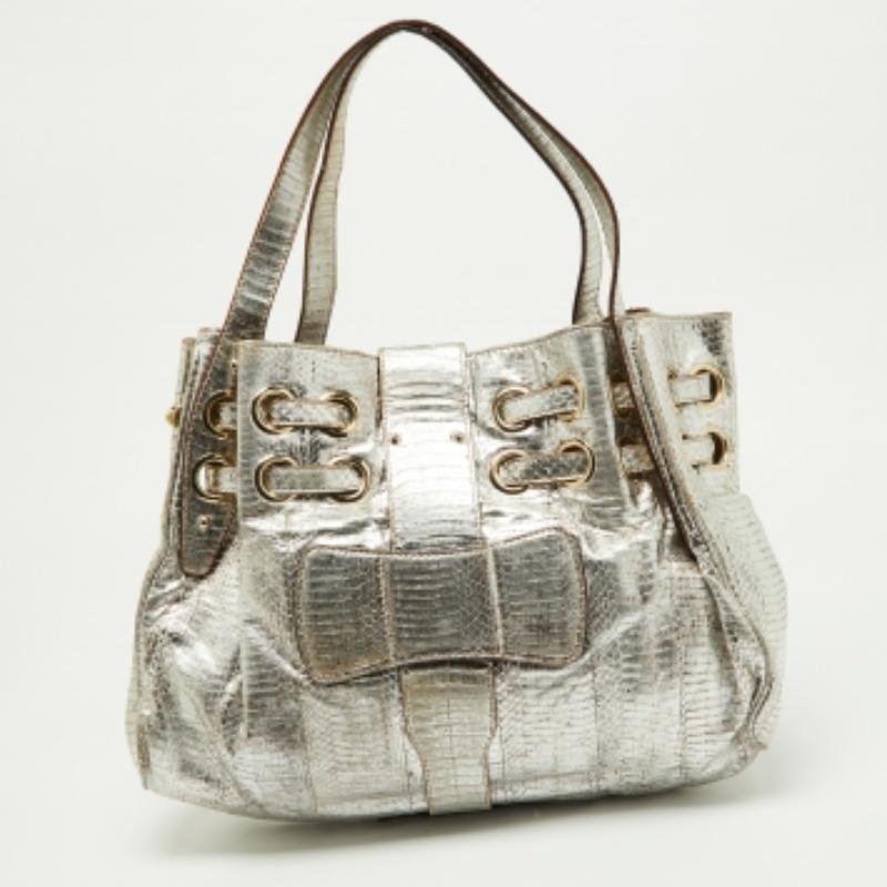 De las mujeres Jimmy Choo Bolso Riki de piel de pitón plateada en venta