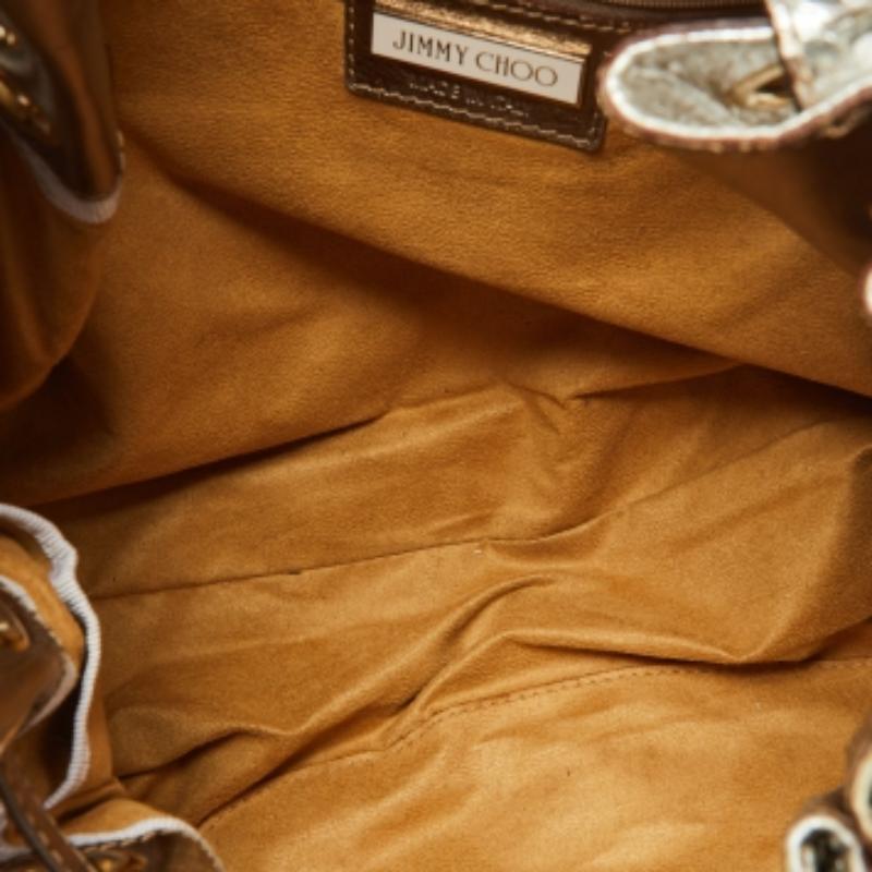 Jimmy Choo Bolso Riki de piel de pitón plateada Beige en venta