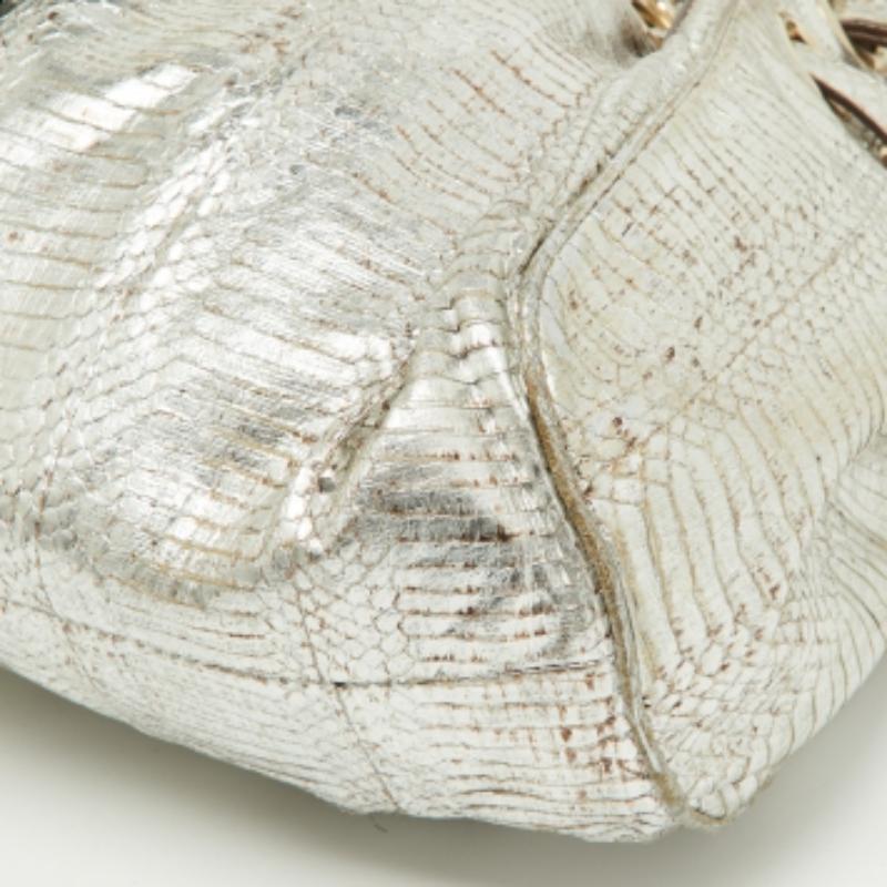 Jimmy Choo Bolso Riki de piel de pitón plateada en venta 4