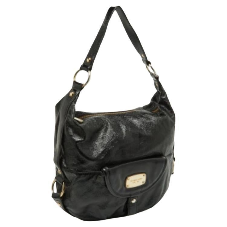 Michael Kors Hobo en cuir verni noir Fulton