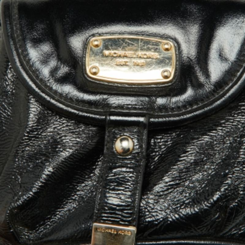 Nero Michael Kors Borsa Fulton in pelle verniciata nera in vendita