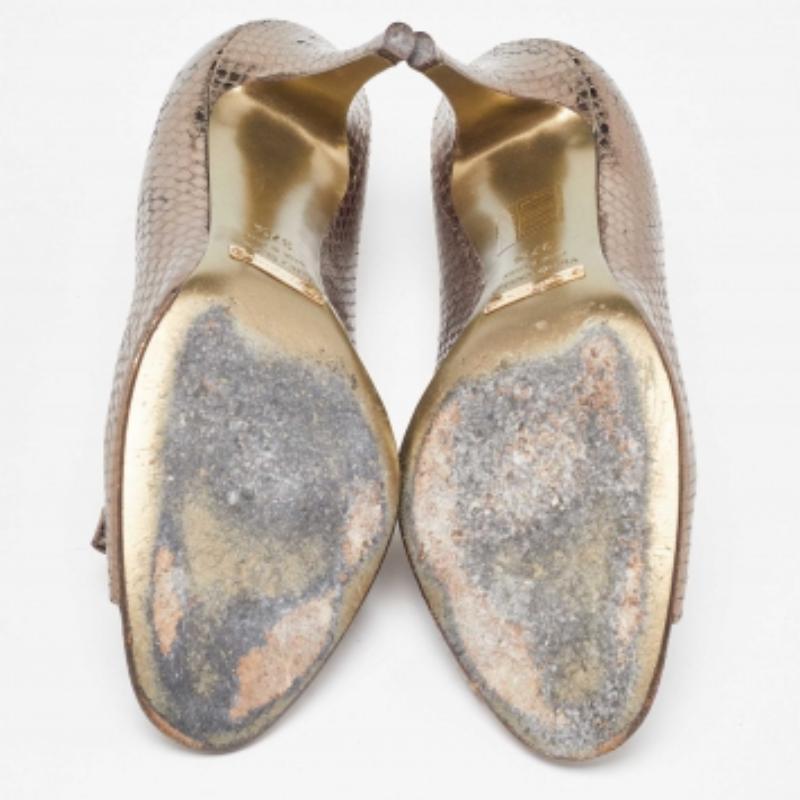 Donna Dolce & Gabbana Pumps Open Toe in pelle di serpente goffrata metallizzata Taglia 37,5 in vendita