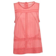 Zadig & Voltaire Camicetta senza maniche in cotone con bordi in pizzo rosa L.A.
