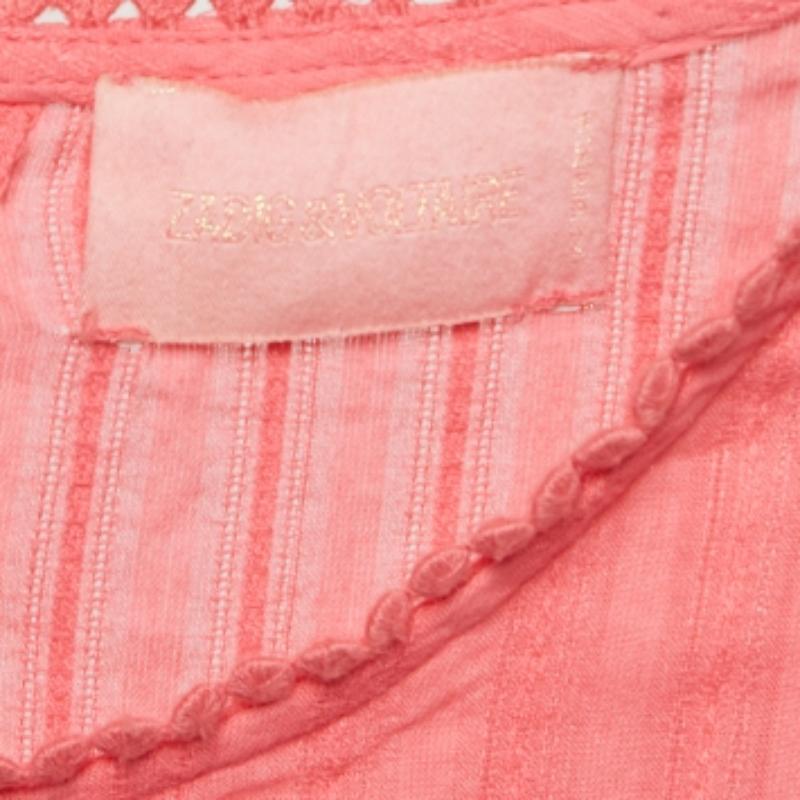 Rosa Zadig & Voltaire Camicetta senza maniche in cotone con bordi in pizzo rosa L.A. in vendita