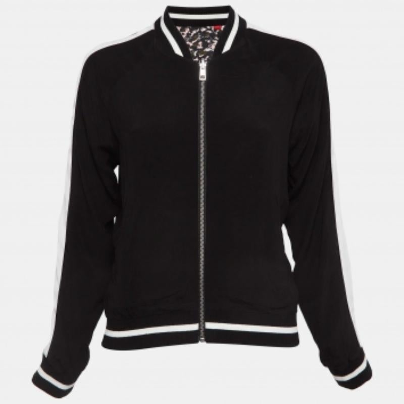 Donna Zadig & Voltaire - Giacca bomber reversibile in crepe stampata rosa/nero S in vendita
