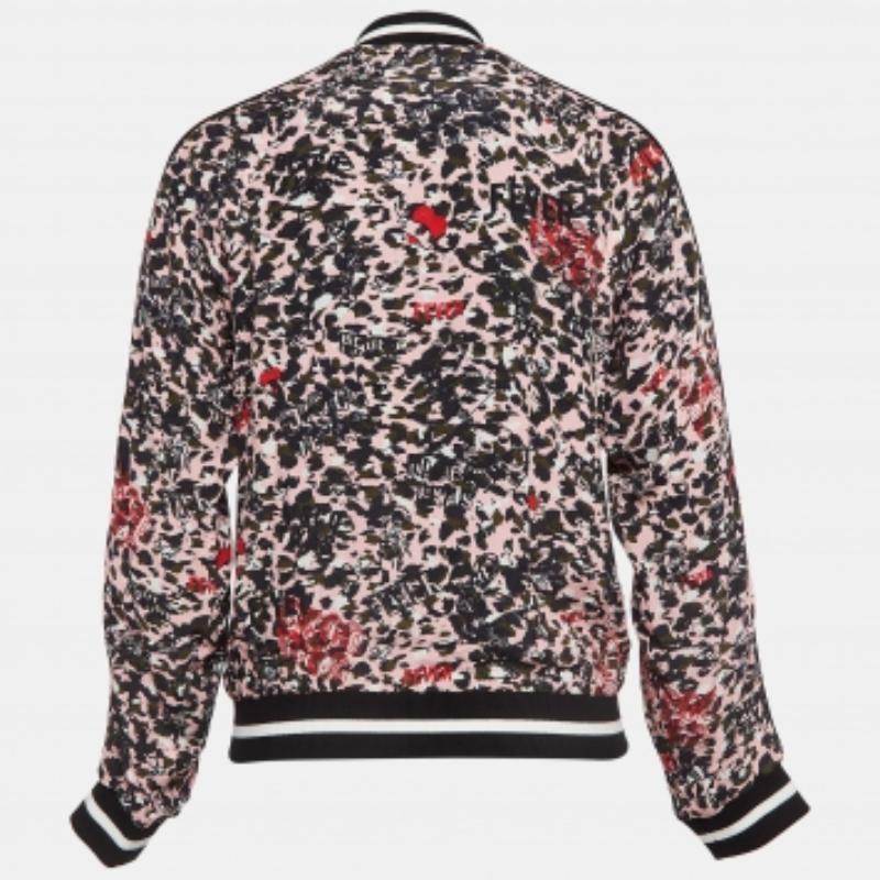 Zadig & Voltaire - Giacca bomber reversibile in crepe stampata rosa/nero S In condizioni buone in vendita a Dubai, Al Qouz 2