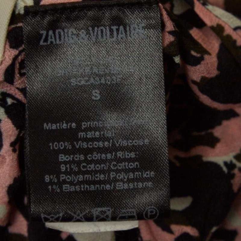 Zadig & Voltaire - Giacca bomber reversibile in crepe stampata rosa/nero S in vendita 1
