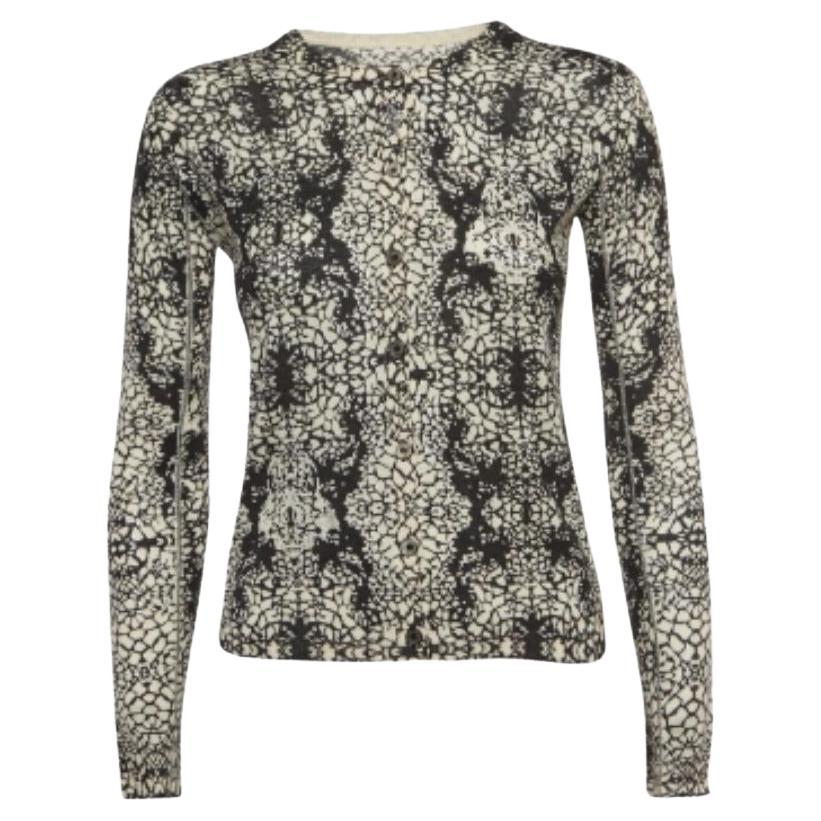 Zadig & Voltaire Black/White Abstract Print Cashmere Buttoned Cardigan S For Sale