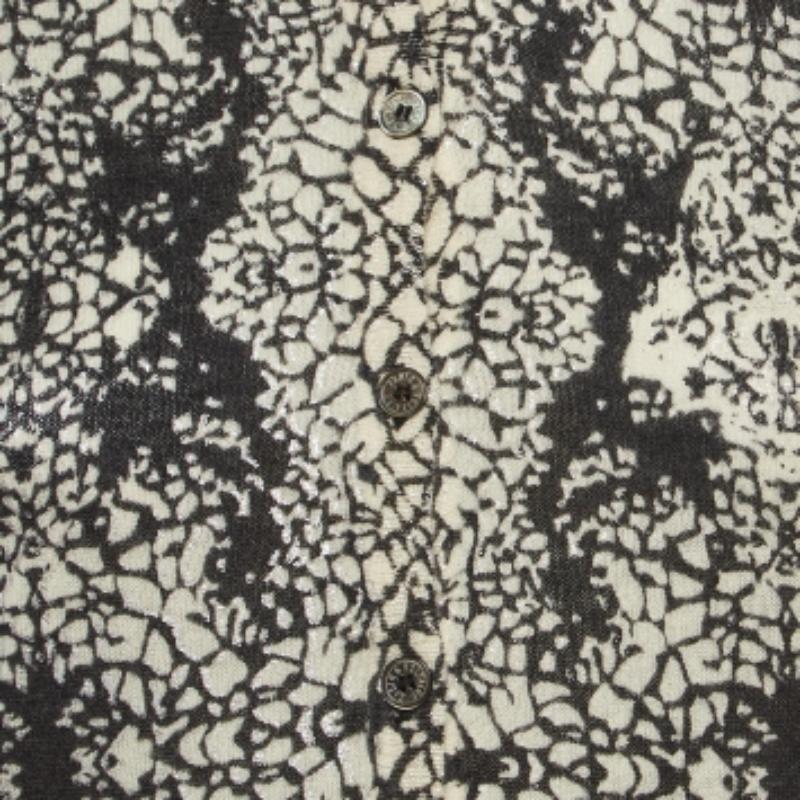 Gray Zadig & Voltaire Black/White Abstract Print Cashmere Buttoned Cardigan S For Sale