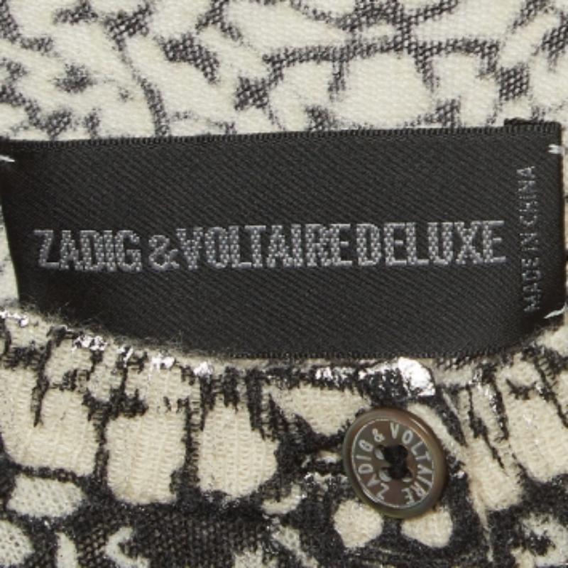Zadig & Voltaire Black/White Abstract Print Cashmere Buttoned Cardigan S In Excellent Condition For Sale In Dubai, Al Qouz 2