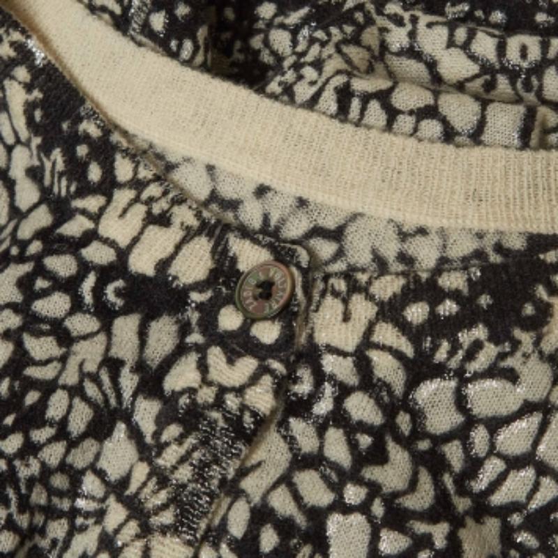 Zadig & Voltaire Black/White Abstract Print Cashmere Buttoned Cardigan S For Sale 1