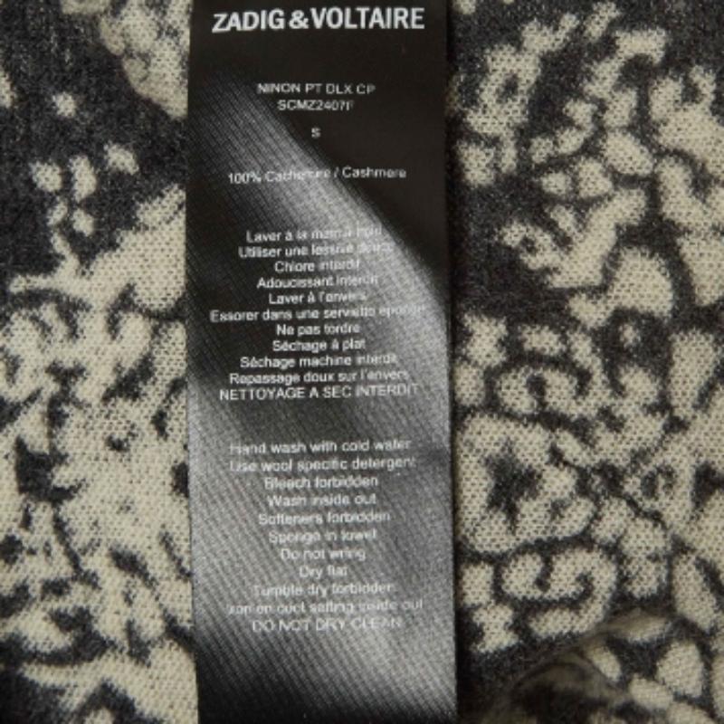 Zadig & Voltaire Black/White Abstract Print Cashmere Buttoned Cardigan S For Sale 2