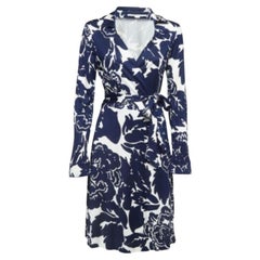 Diane von Furstenberg  Vestito midi a portafoglio in jersey con stampa floreale blu navy I.L.A.
