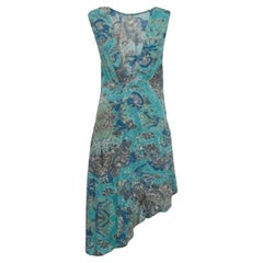 Zadig & Voltaire - Vestito midi senza maniche asimmetrico in crepe stampato blu XS