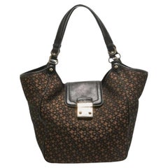 DKNY Tote in pelle e tessuto Monogram Jacquard nero/marrone