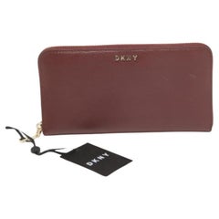 DKNY Burgundy Leather Bryant Zip Continental Wallet