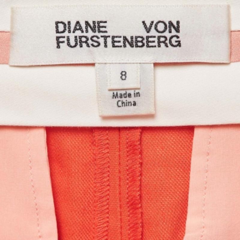 Rosso Diane von Furstenberg - Pantaloni a gamba dritta in gabardina arancione M. in vendita
