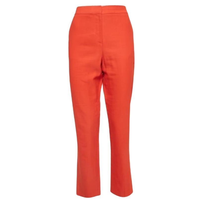 Diane Von Furstenberg Orange Gabardine Straight Leg Trousers M