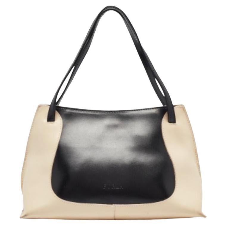 Borsa Furla in pelle nera/crema in vendita